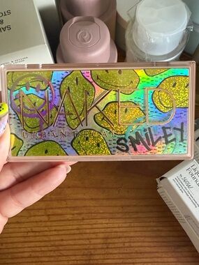 Urban Decay Holographic Smiley Eyeshadow Palette — Green & Rainbow Accents